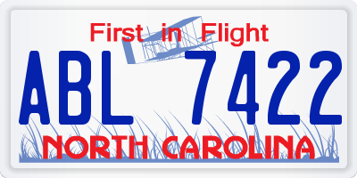 NC license plate ABL7422