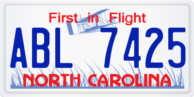 NC license plate ABL7425