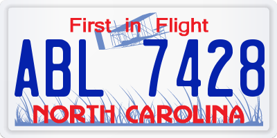 NC license plate ABL7428