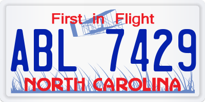 NC license plate ABL7429