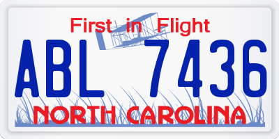 NC license plate ABL7436