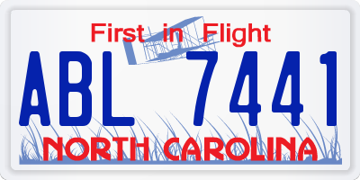 NC license plate ABL7441