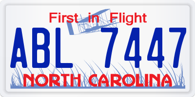 NC license plate ABL7447