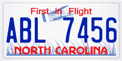 NC license plate ABL7456