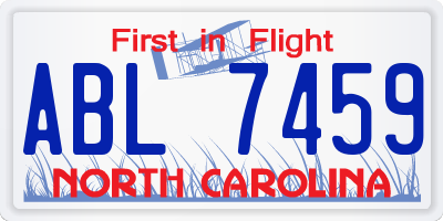 NC license plate ABL7459