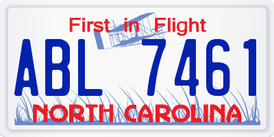 NC license plate ABL7461