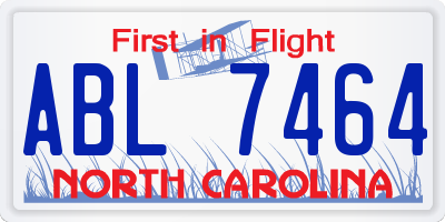NC license plate ABL7464
