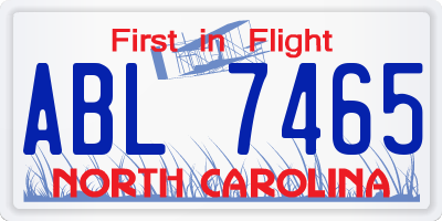 NC license plate ABL7465