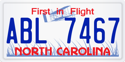 NC license plate ABL7467