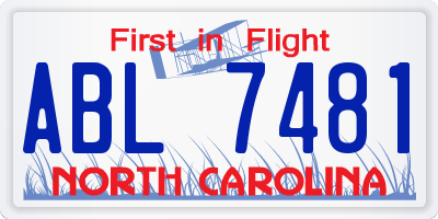 NC license plate ABL7481