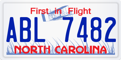 NC license plate ABL7482