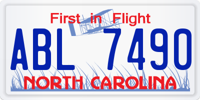 NC license plate ABL7490
