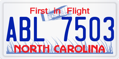 NC license plate ABL7503