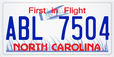 NC license plate ABL7504