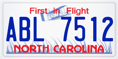NC license plate ABL7512