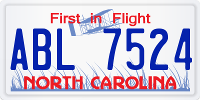 NC license plate ABL7524
