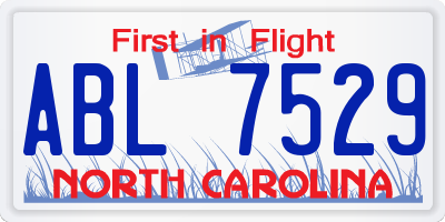 NC license plate ABL7529