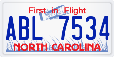 NC license plate ABL7534