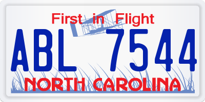 NC license plate ABL7544