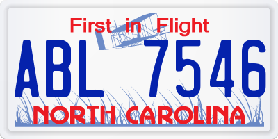 NC license plate ABL7546