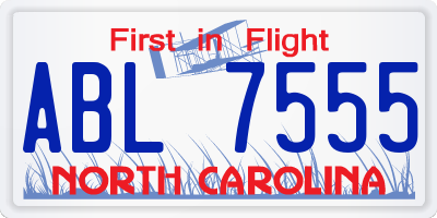 NC license plate ABL7555