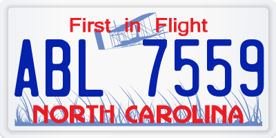 NC license plate ABL7559