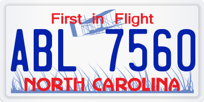 NC license plate ABL7560