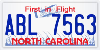 NC license plate ABL7563