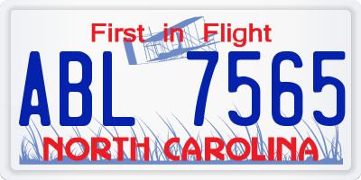 NC license plate ABL7565
