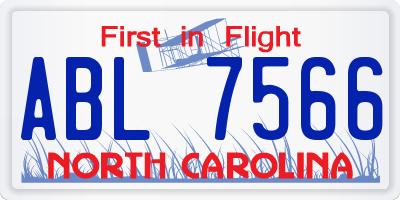 NC license plate ABL7566
