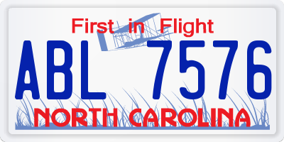 NC license plate ABL7576