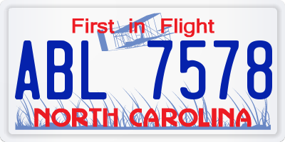 NC license plate ABL7578