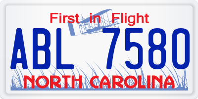NC license plate ABL7580