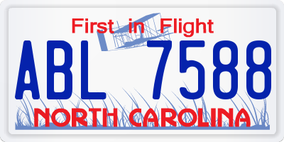 NC license plate ABL7588