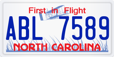 NC license plate ABL7589