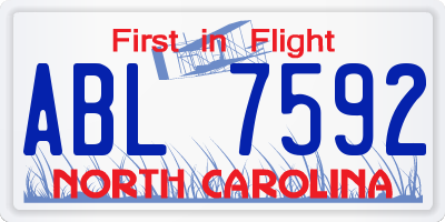 NC license plate ABL7592