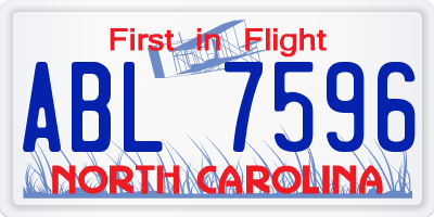 NC license plate ABL7596