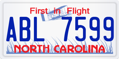 NC license plate ABL7599