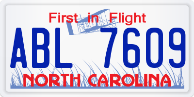 NC license plate ABL7609