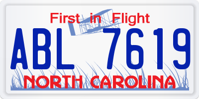 NC license plate ABL7619
