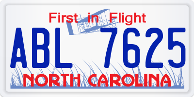 NC license plate ABL7625