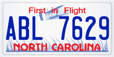 NC license plate ABL7629