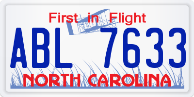 NC license plate ABL7633