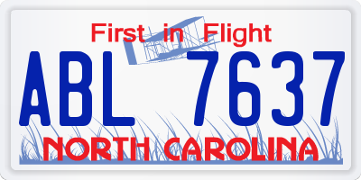 NC license plate ABL7637