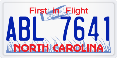 NC license plate ABL7641