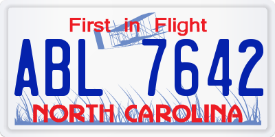 NC license plate ABL7642