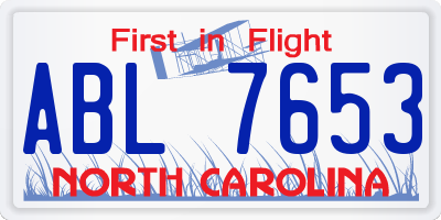 NC license plate ABL7653