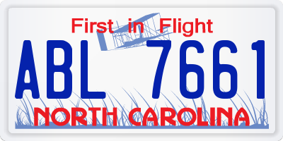 NC license plate ABL7661