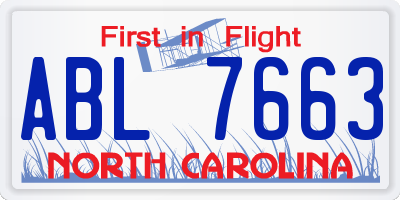 NC license plate ABL7663