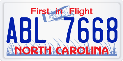 NC license plate ABL7668